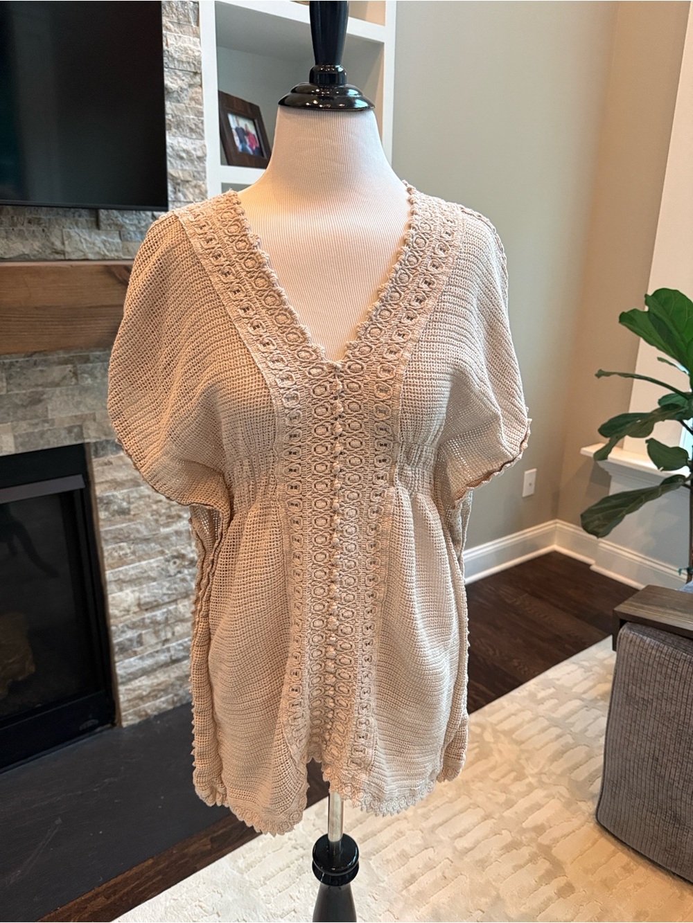 Sea spice Crochet Swim Coverup Tan 💯 Peruvian cotton M